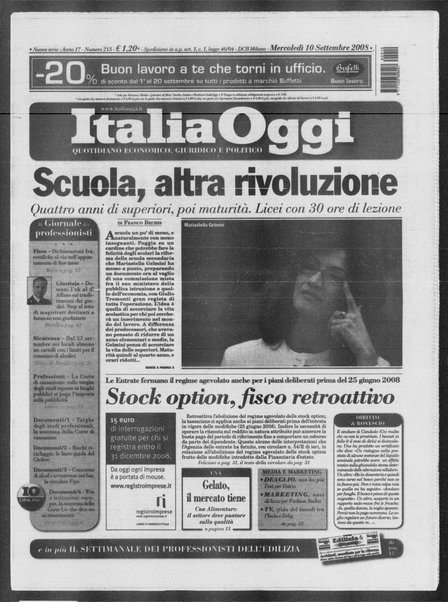 Italia oggi : quotidiano di economia finanza e politica